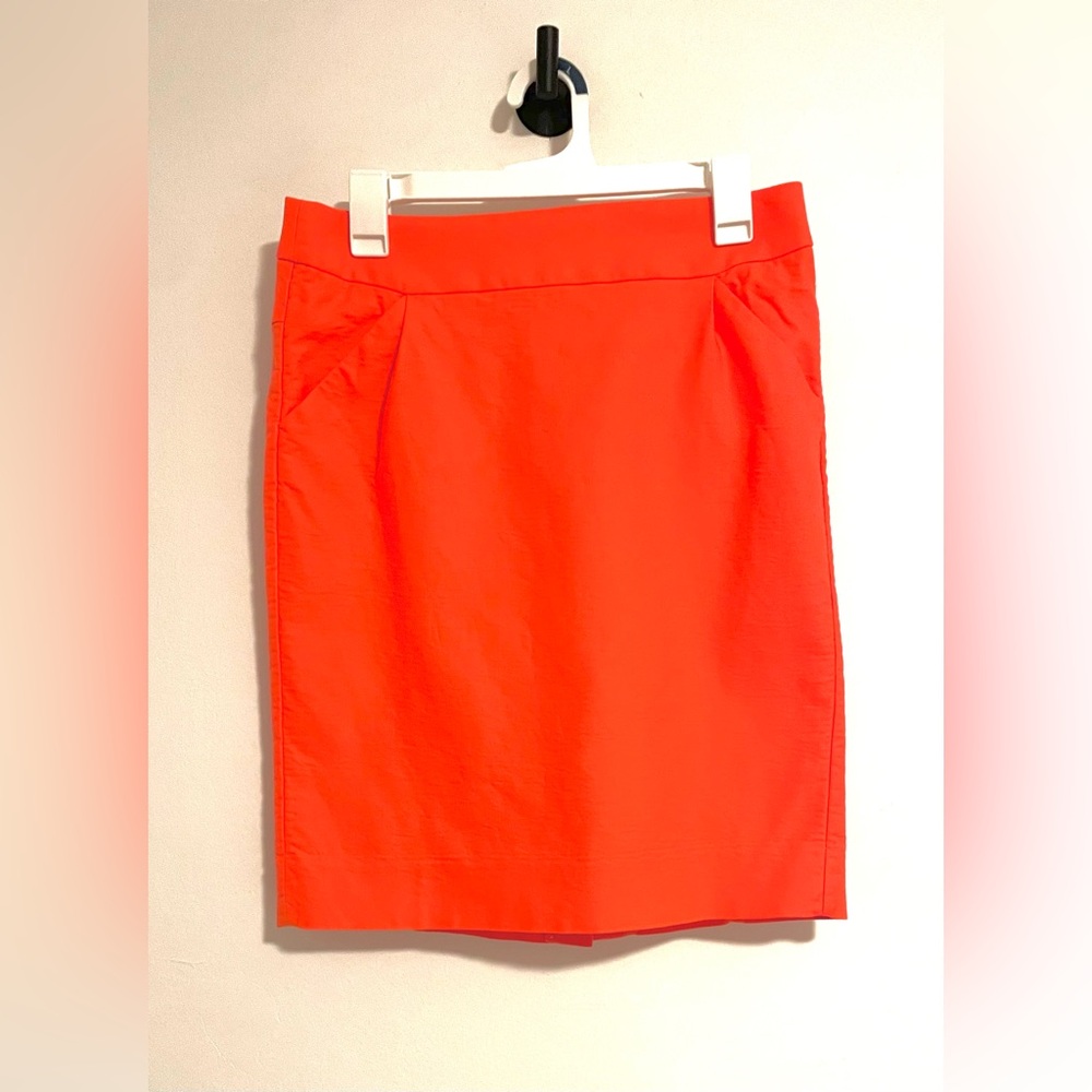 J. Crew Bright Orange Pencil Skirt Size 8
